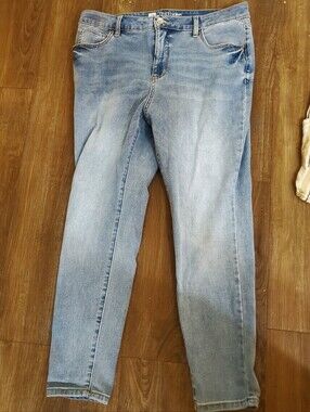 Light Blue Wash Skinny Jeans High Waisted Petite